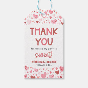 Cute Pink and Red Hearts Valentine Girl Birthday Gift Tags