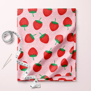 Vintage popular Tiny Strawberry Print Calico Fabric, Pink Kawaii Strawberry Fabric CUTE