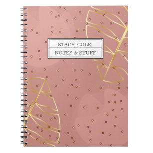 Cute Pink and Rose Gold Name Personalised  Notebook