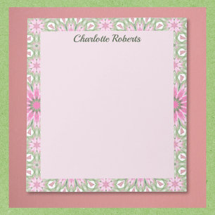 Cute Pink and Sage Pattern Notepad