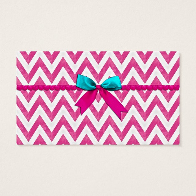 Cute Pink and Teal ZigZag Bow (Back)