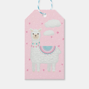 Cute Pink and Turquoise Llama  Gift Tags