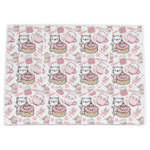 Cute Pink and White Cat Gift Bag