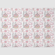Cute Pink and White Cat Tissue Paper