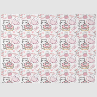 Cute Pink and White Cat Tissue Paper