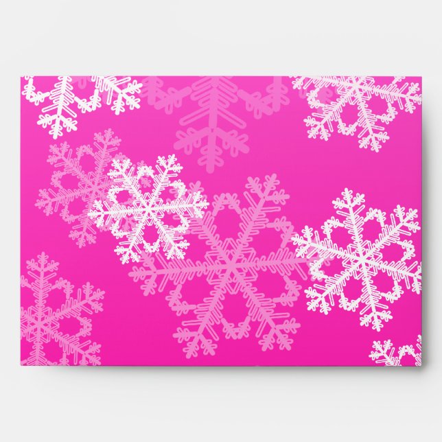 Cute pink and white Christmas snowflakes Envelopes (Front)