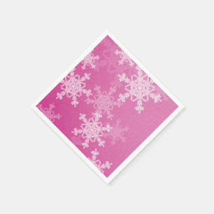 Cute pink and white Christmas snowflakes Napkin