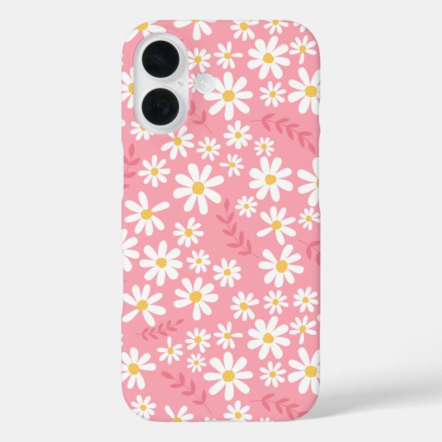 Cute Pink and White Daisy Floral Seamless Pattern Case-Mate iPhone Case (Back)