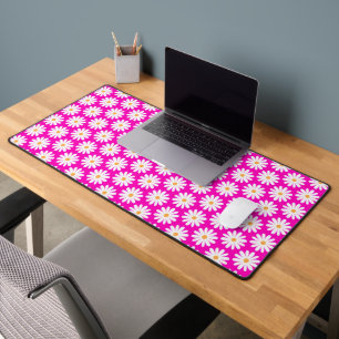 Cute Pink and White Daisy Flower Desk Mat