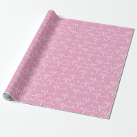 Cute Pink And White EKG Cardiogram Heartbeat