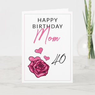 Cute Pink and White Feminine Rose Mum Birthday Card