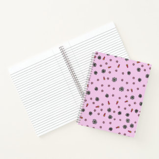 Cute pink and white floral with stars in pink notebook
