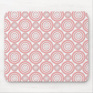 Cute Pink and White Geometric Circles Pattern Mouse Mat