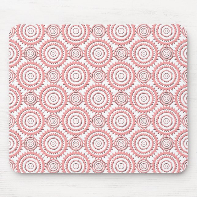 Cute Pink and White Geometric Circles Pattern Mouse Mat (Front)