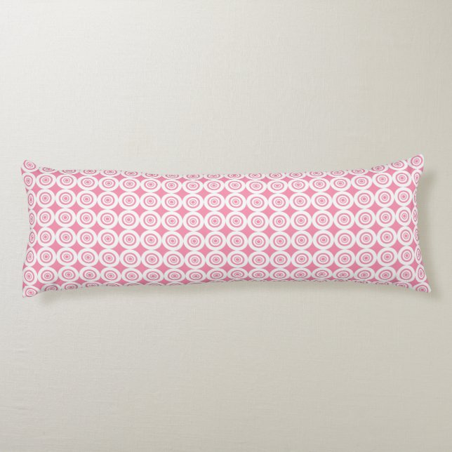Cute Pink and White Geometric Pattern Circles Body Cushion (Back)