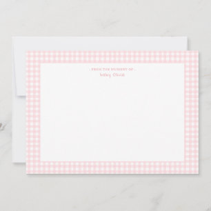 Cute pink and white gingham Baby girl flat  Thank You Card