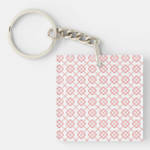 Cute Pink and White Girly Pattern Key Ring