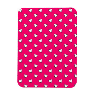 Cute Pink and White Heart Pattern Magnet