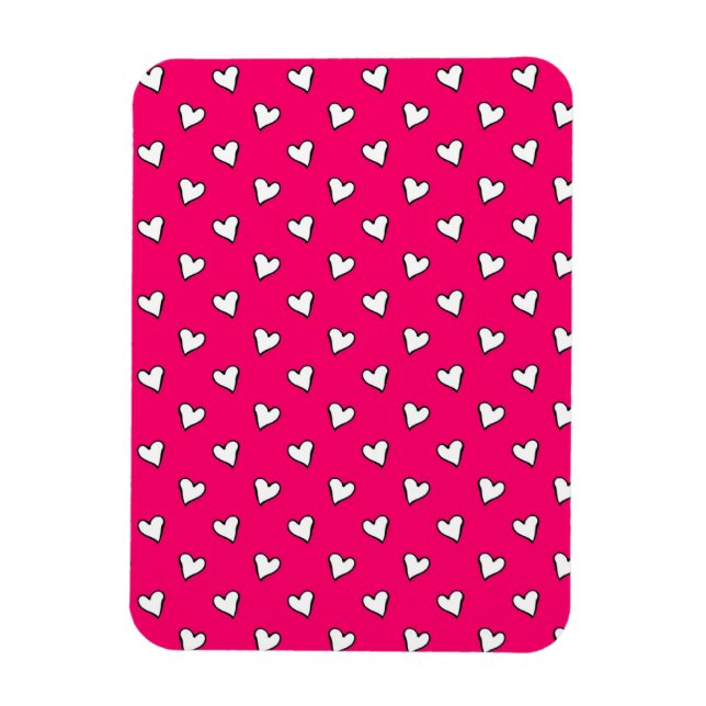 Cute Pink and White Heart Pattern Magnet (Vertical)