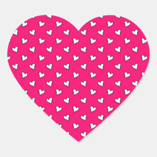 Cute Pink and White Heart Pattern Sticker