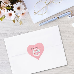 Cute Pink and White Macarons Personalised Heart Sticker