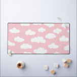 Cute Pink and White Pastel Clouds  Desk Mat<br><div class="desc">Whimsical abstract pink and white small clouds print illustration design. Simple minimalist clouds themed desk mat. Cumulus altocumulus fluffy white and baby pastel pink sky clouds. Artsy clouds illustration for kids,  clouds nursery decor. Clouds pattern in pastel pink colour.</div>
