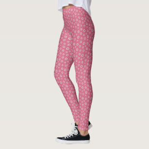 Cute "Pink and White Small Print" Yoga Leggings