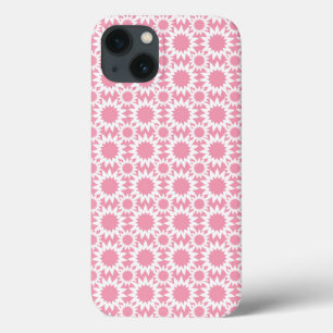 Cute Pink and White Star Flower Pattern iPhone 13 Case