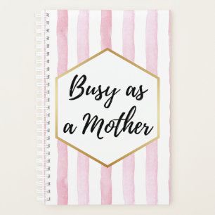 Cute Pink and White Striped Planner
