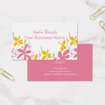 Cute Pink and Yellow flower Business Card