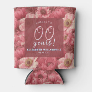 Cute Pink Anemones Flower Birthday Boho Can Cooler