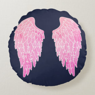 Cute Pink Angel Wings Round Cushion