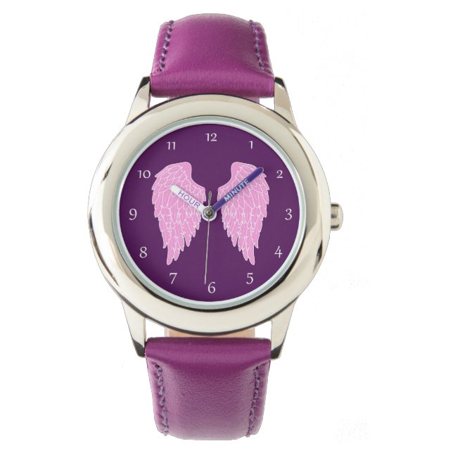 Cute Pink Angel Wings Watch (Front)
