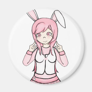 Cute Pink Anime Bunny Girl Lolita Magnet