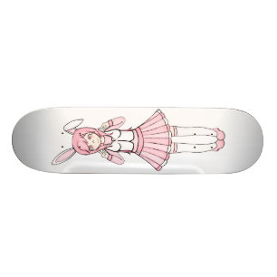 Cute Pink Anime Bunny Girl Lolita Skateboard