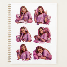 Cute Pink Anime Girl Planner Notebook