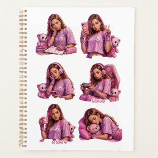 Cute Pink Anime Girl Planner Notebook