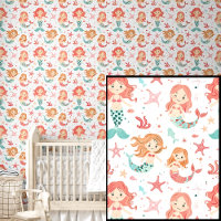 Cute Pink & Aqua Baby Mermaids & Stars