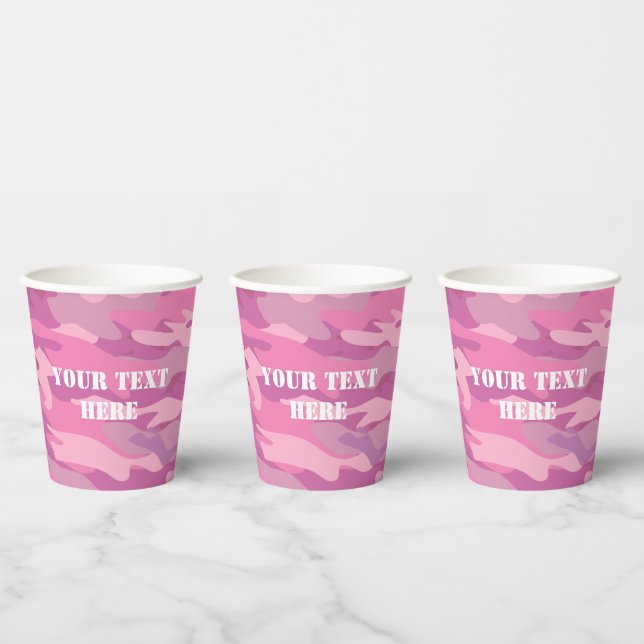 Cute pink army camo camouflage custom paper cups (Multi)