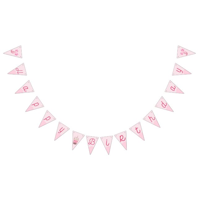 Cute Pink Axolotl Boba Tea Girl Birthday Bunting (All)