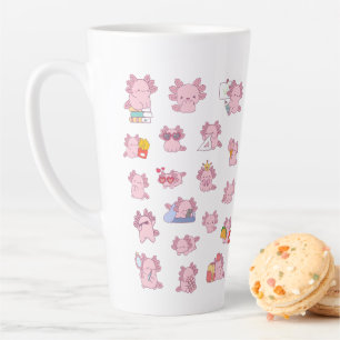 Cute Pink Axolotl Pattern Latte Coffee Tea Mug