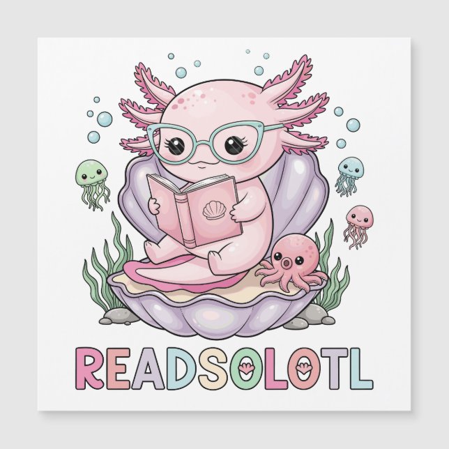 Cute Pink Axolotl Reading (Front)