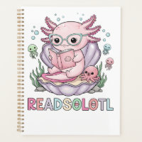 Cute Pink Axolotl Reading
