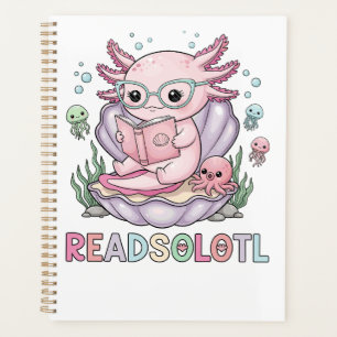 Cute Pink Axolotl Reading Planner