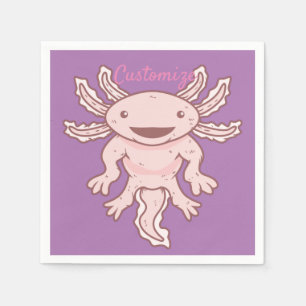 Cute Pink Axolotl Thunder_Cove  Napkin