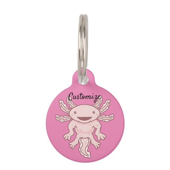 Cute Pink Axolotl Thunder_Cove Pet Tag (Front)