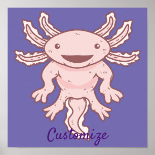 Cute Pink Axolotl Thunder_Cove Poster