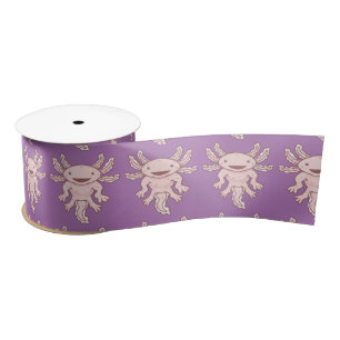 Cute Pink Axolotl Thunder_Cove  Satin Ribbon