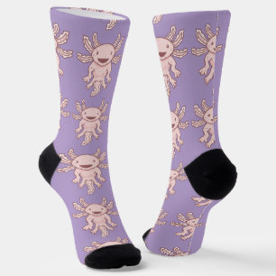 Cute Pink Axolotl Thunder_Cove  Socks
