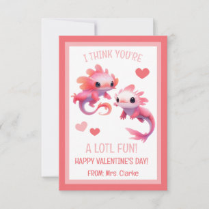Cute, Pink Axolotl Valentine's Day Card